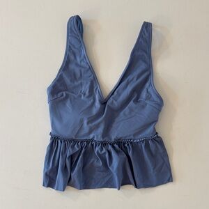 Blue Sleeveless Peplum Top